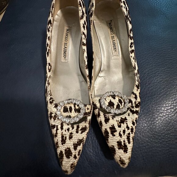 Manolo Blahnik Kitten heel leopard print shoes Size 36.5 - Picture 1 of 2